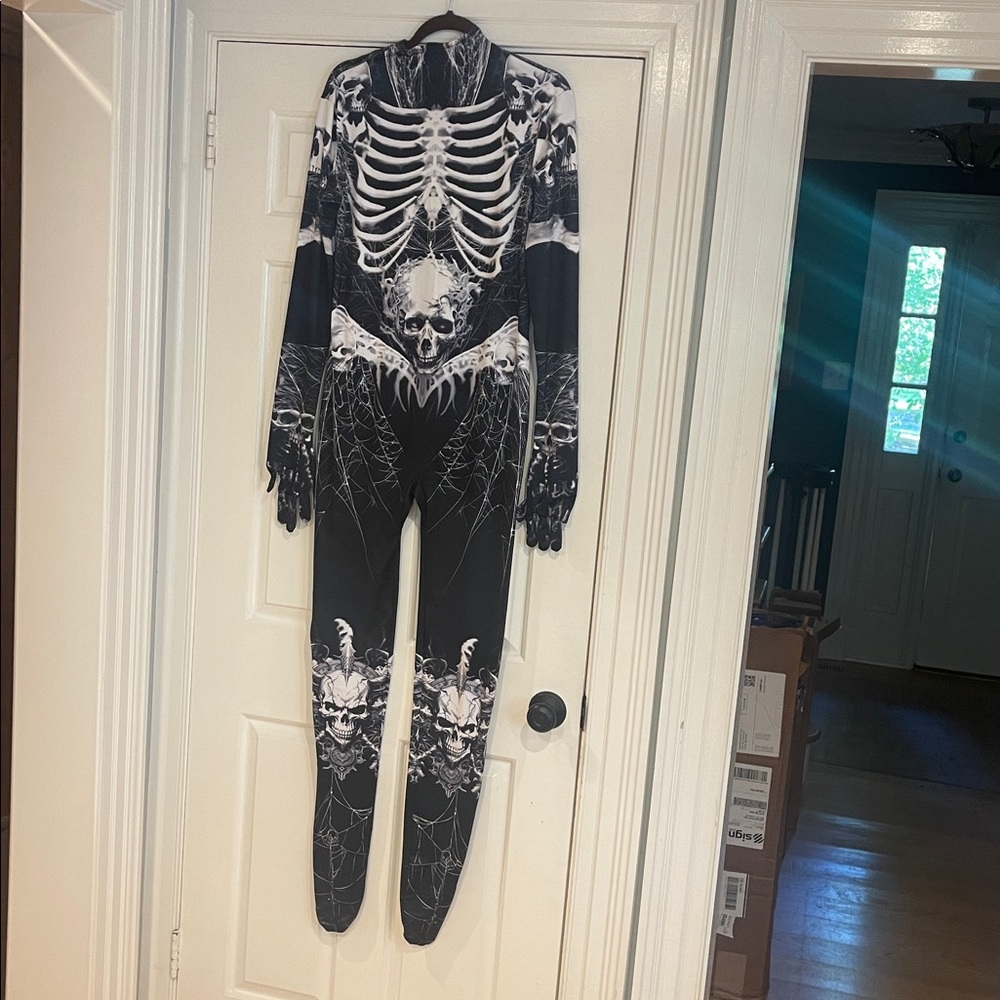 Skeleton Print Halloween Costume unitard jumpsuit new men’s size 170